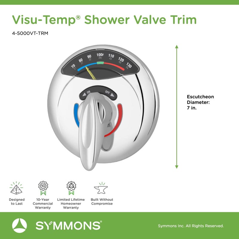 Symmons 4-5000VT-TRM Visu-Temp Shower Valve Trim in Polished Chrome (Valve Not Included) - Image 2